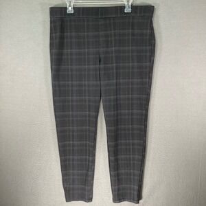 Style Co Plaid Pull On Pants Women XXL Black Gray Straight Leg Casual Career